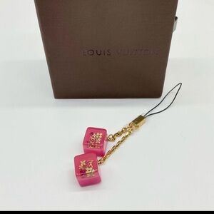 Louis Vuitton Pink Dice Charm Strap with Gold-Tone Chain